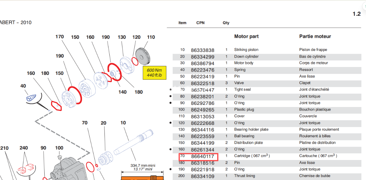 Cartridge 86640117 for Montabert HC50